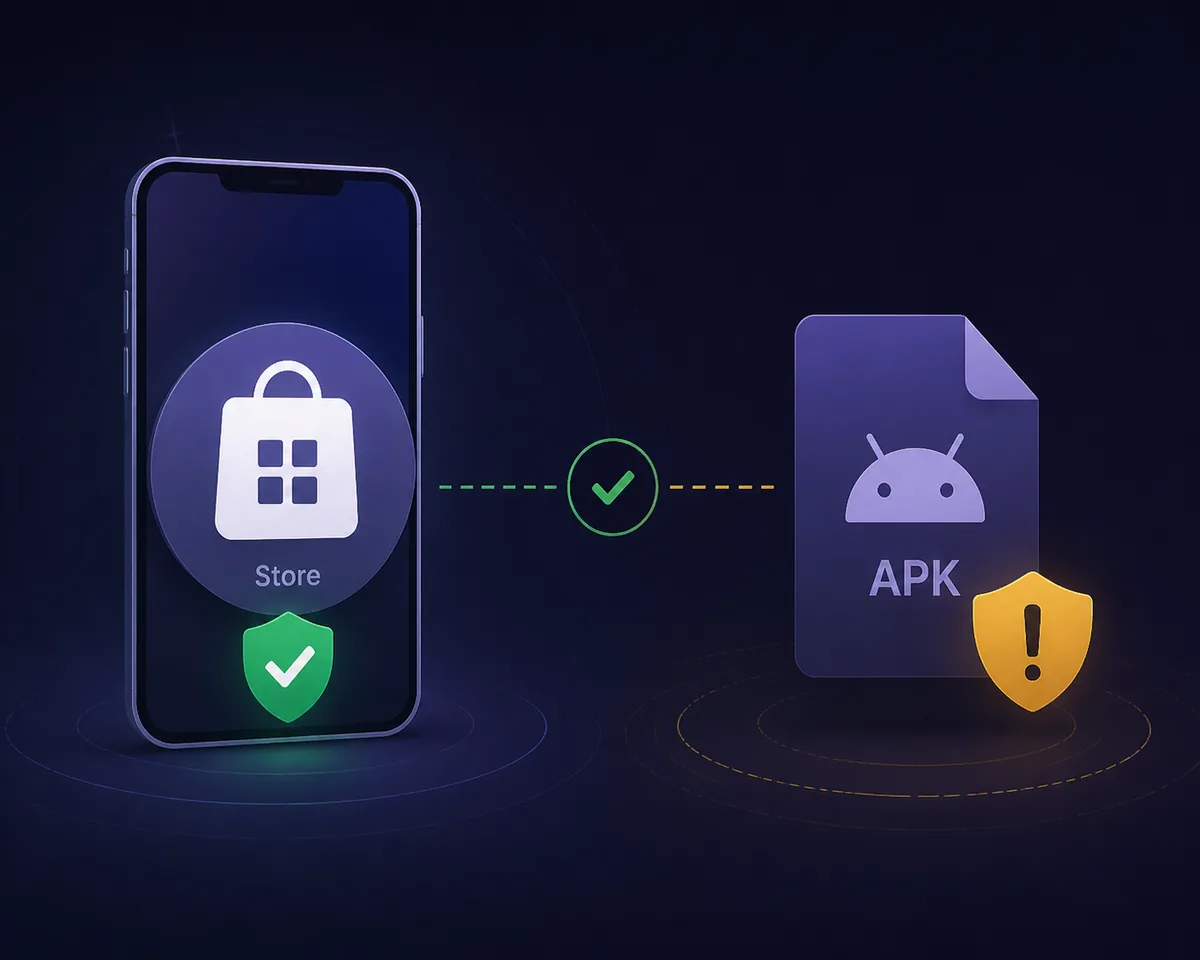 Illustrative comparison between a store identity and an unverified Anime Salt APK package
