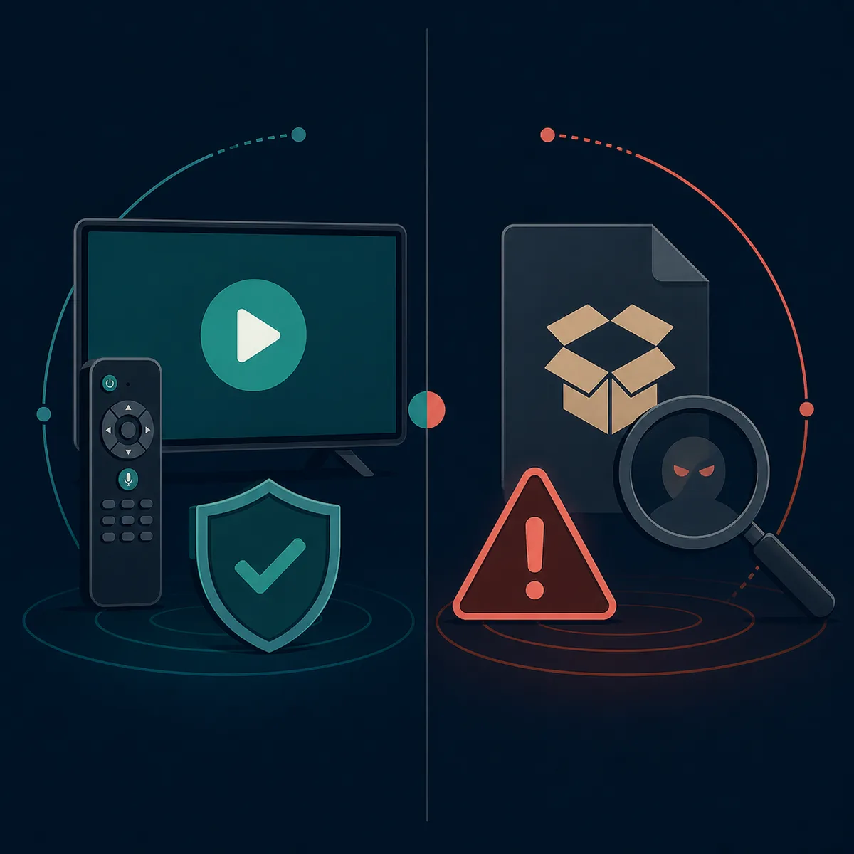Editorial comparison of a verified TV app path and an uncertain APK path